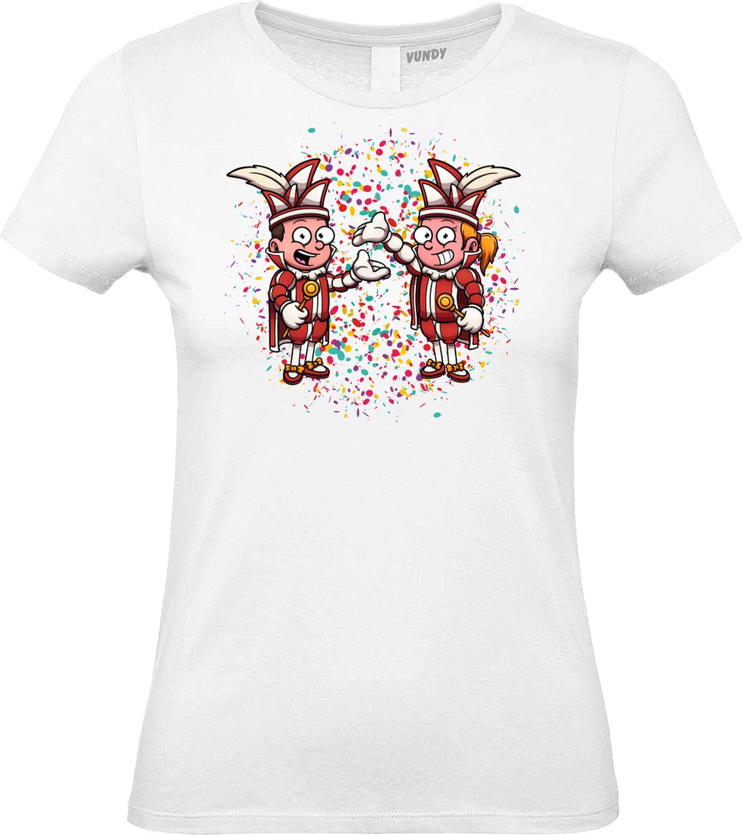 Dames T-shirt Carnavals Paar | Carnaval | Carnavalskleding Dames Heren | Wit | maat M